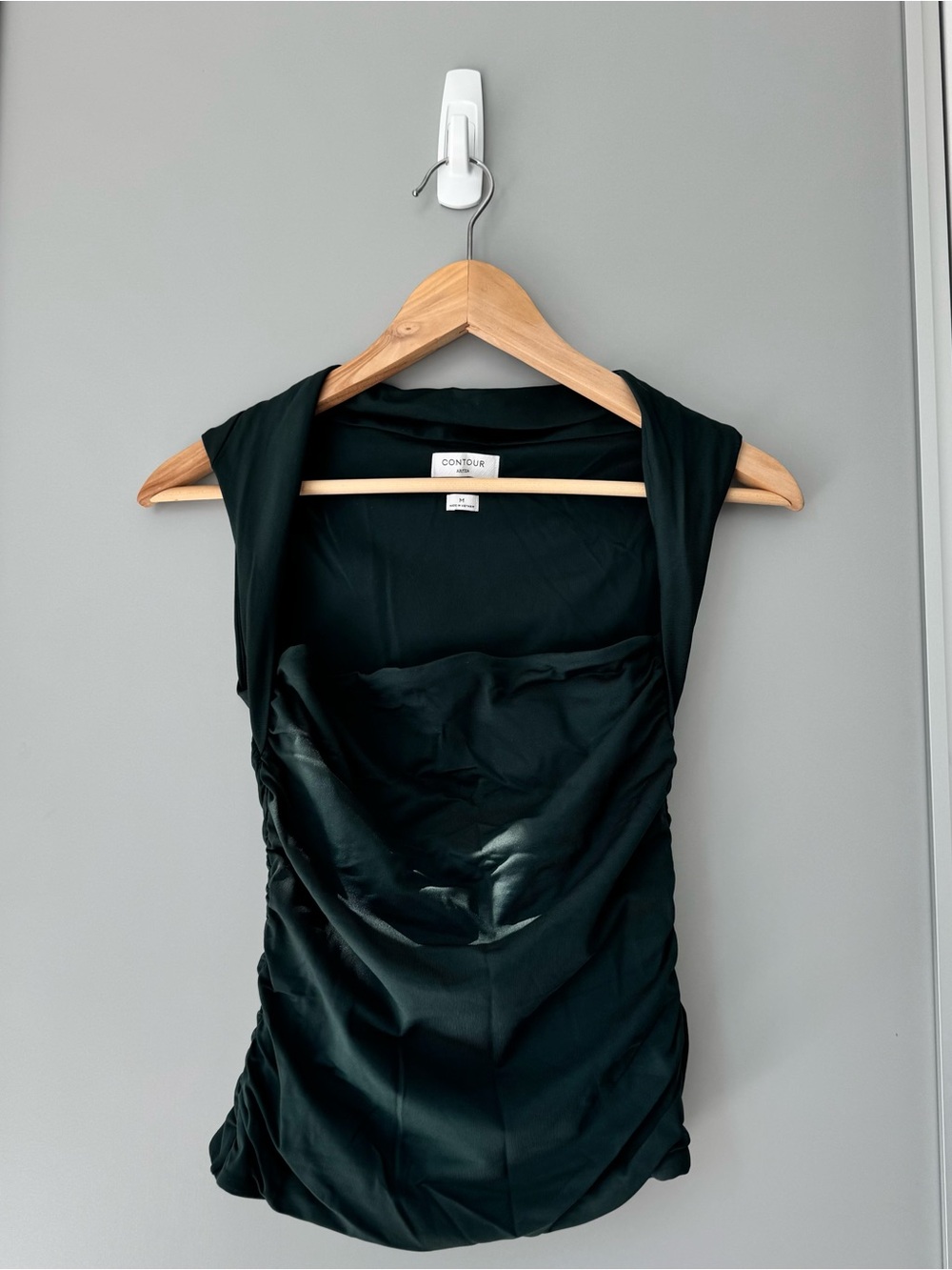 Aritzia Black Sleeveless Draped Ruched Blouse